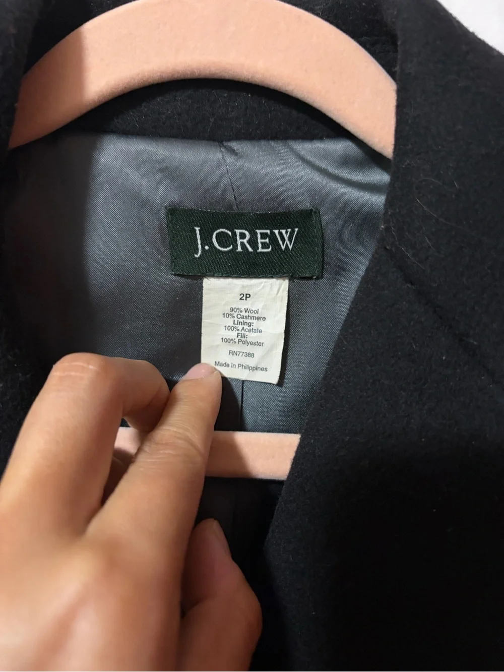 J. Crew Black Wool & Cashmere Peacoat with Notch Collar - Picture 2 of 5